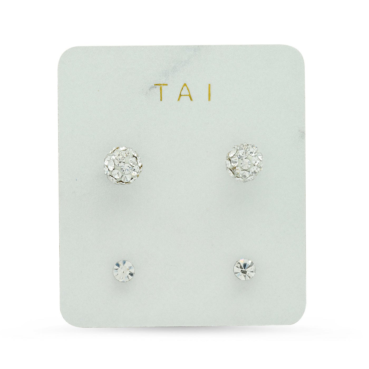 Set of 2 ball studs - silver/clear
