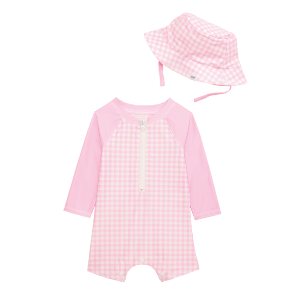 Gingham rashguard set - pink