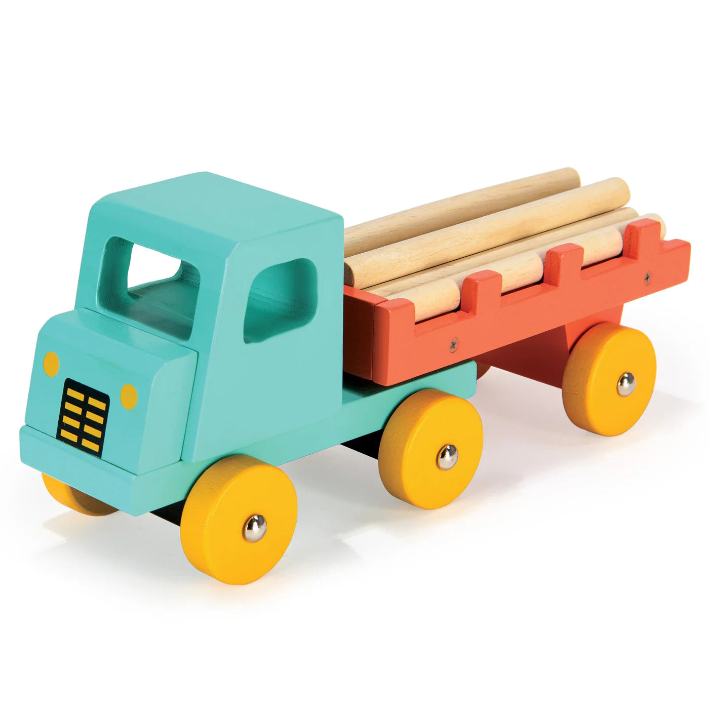 Teal timber truck