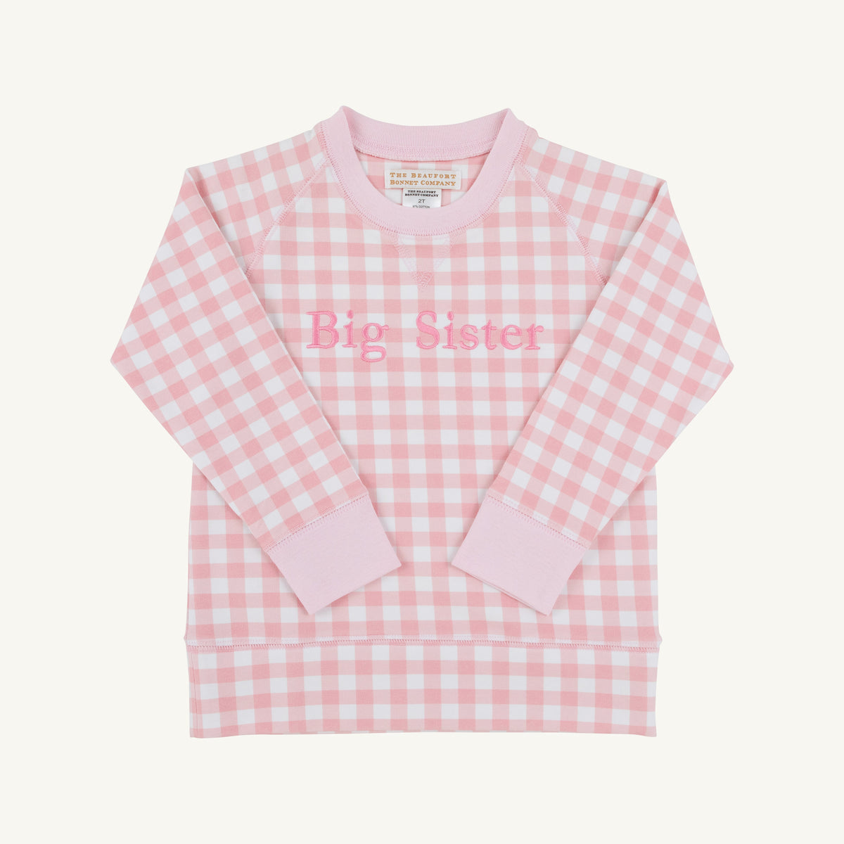 Cassidy Comfy Crewneck - pbp gingham/big sister