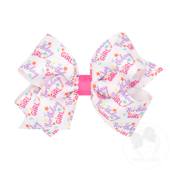 Medium Birthday Girl Print Bow