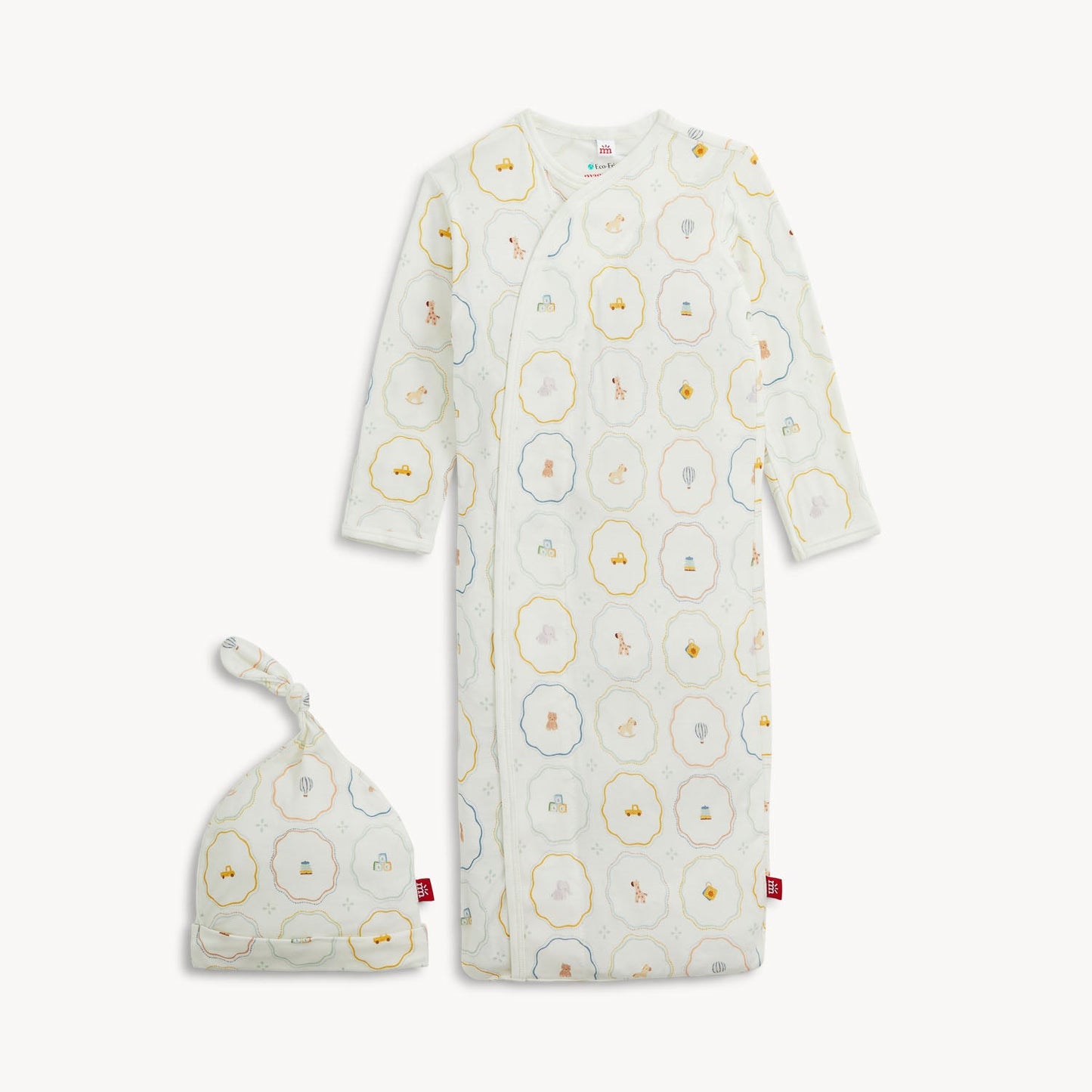 Nursery magic cream gown & hat set