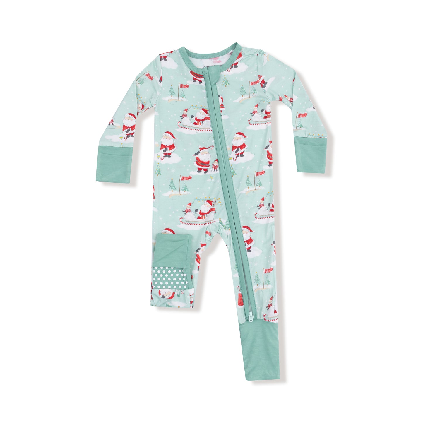 Golfing Santa & elves 2 way zipper romper