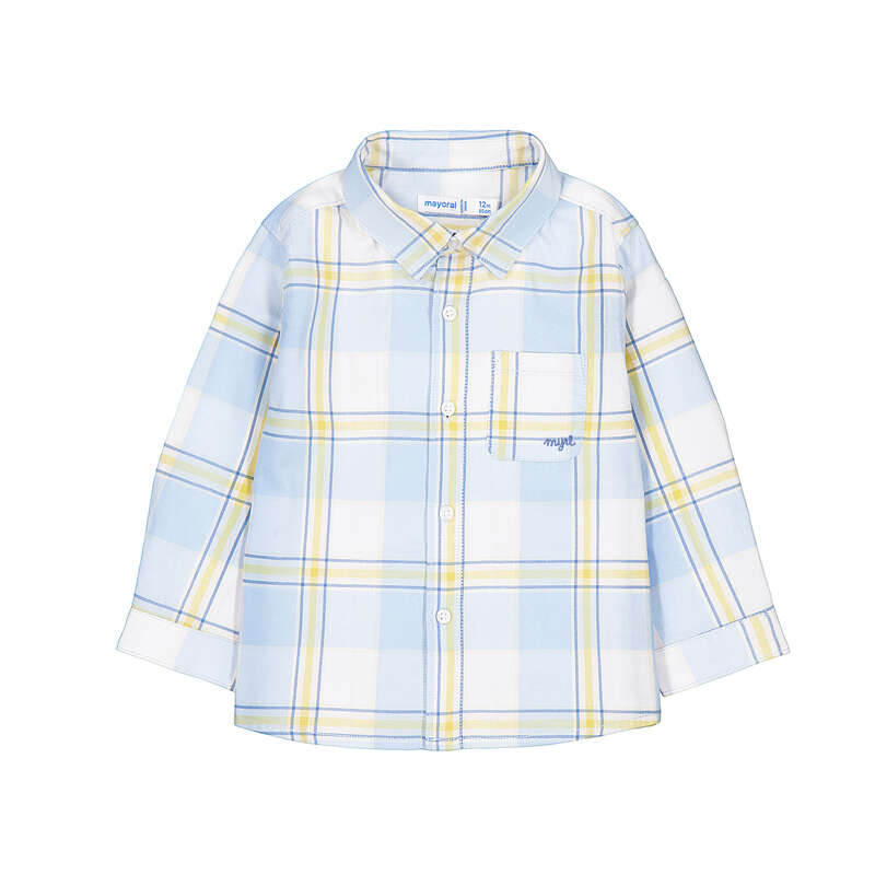 Blue & yellow plaid l/s button down