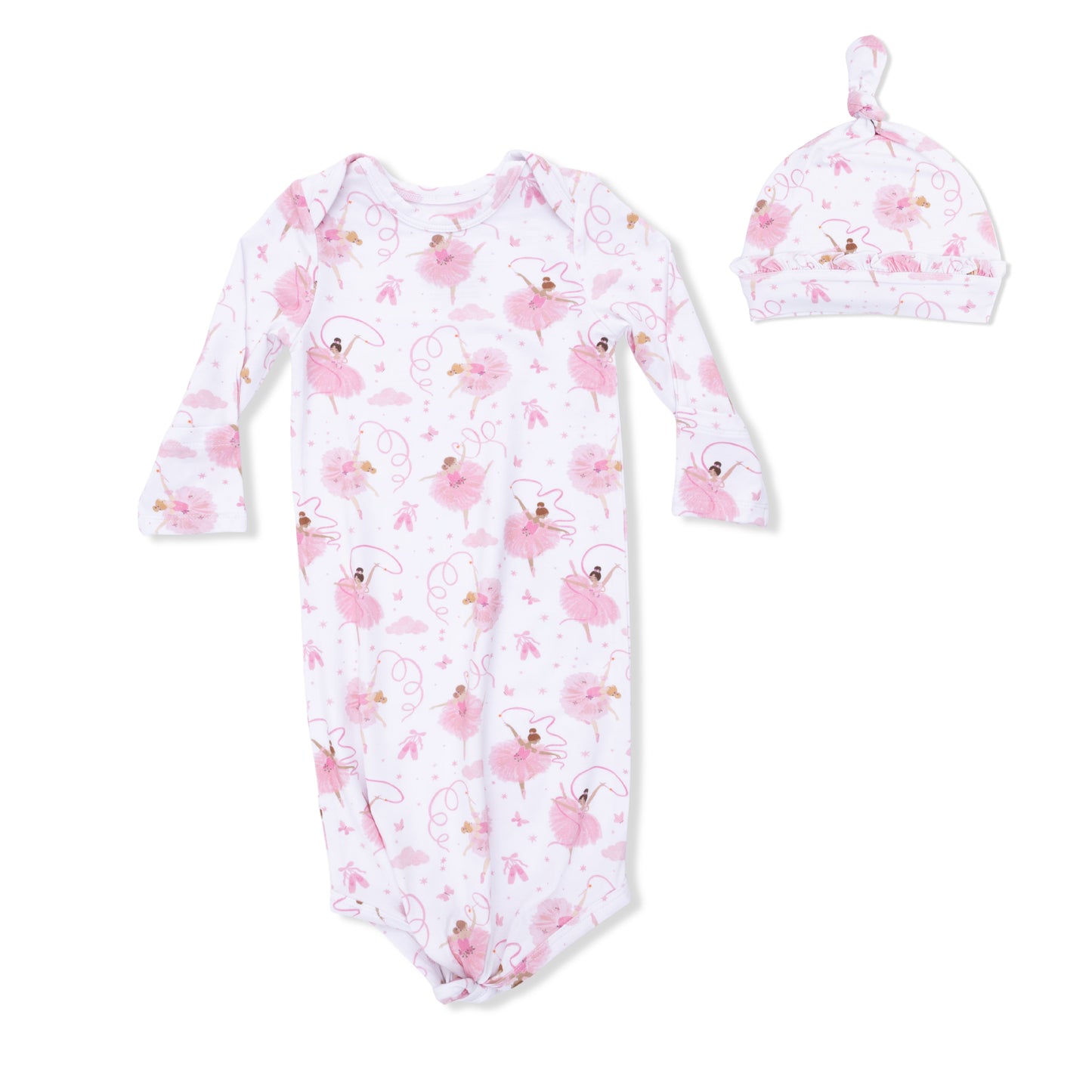 Ribbon ballerinas knotted gown & ruffle hat