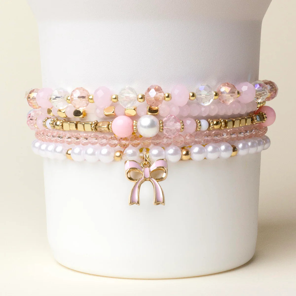 Tumbler bracelet stack - coquette charm