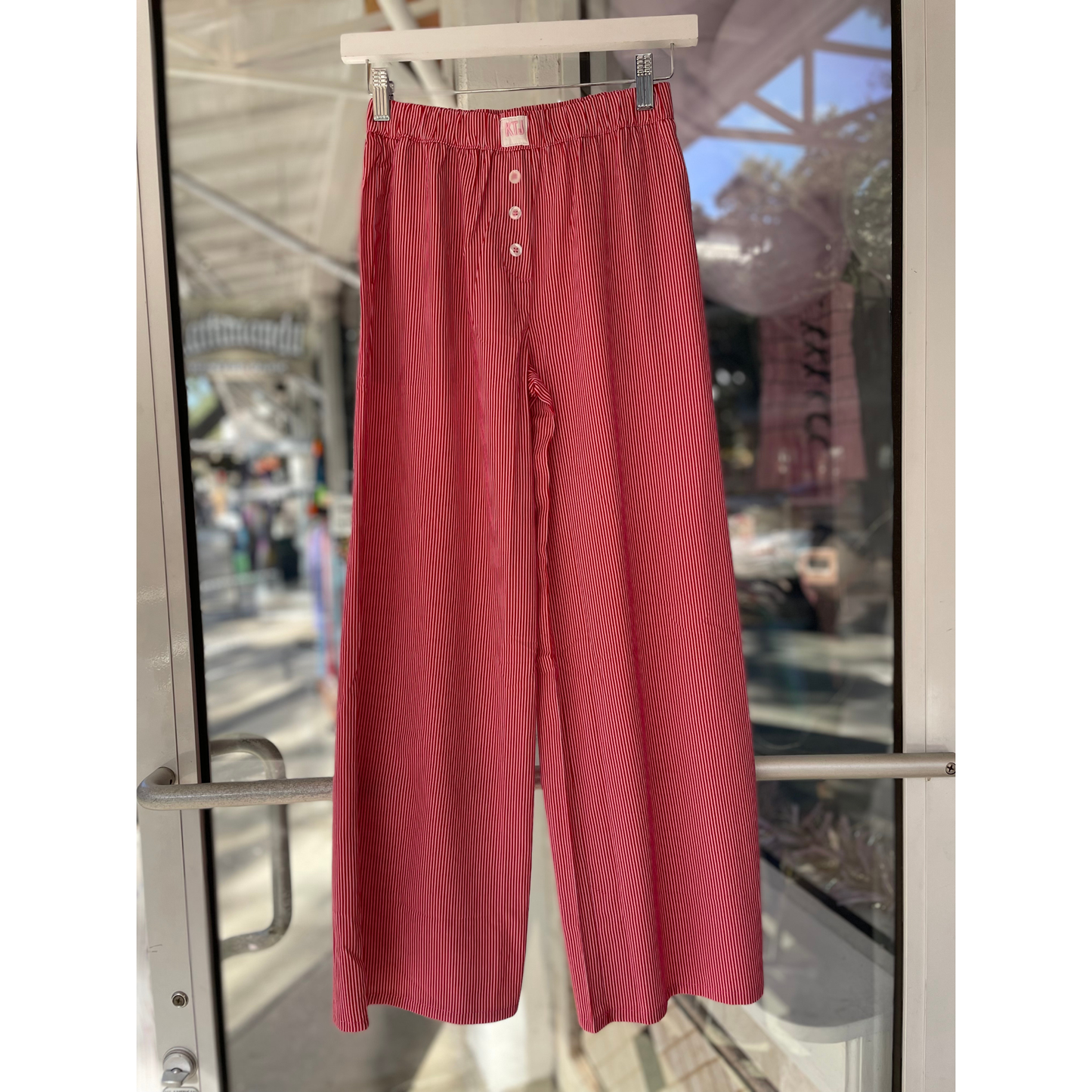 Quincy pants - true red/baby pink