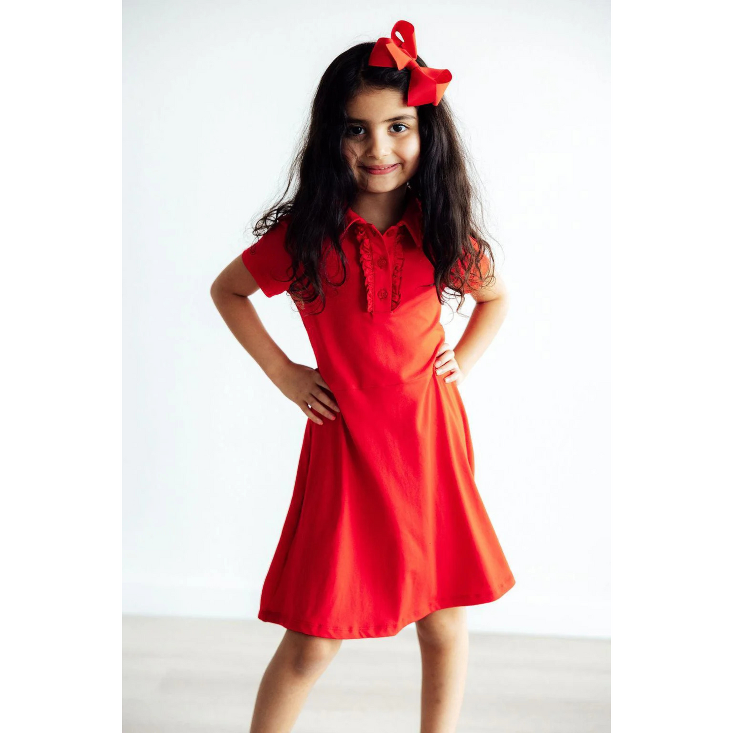 Red s/s polo dress