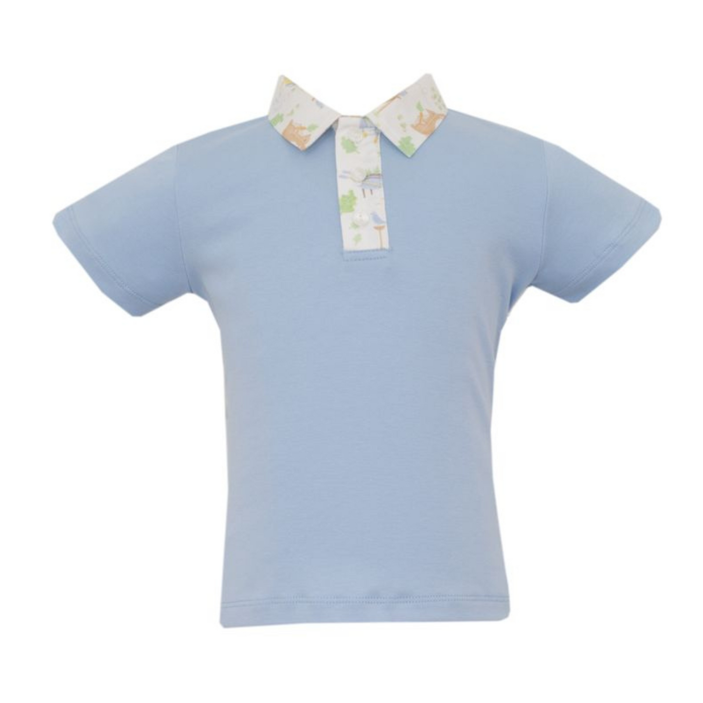 Light blue polo w. peter rabbit collar
