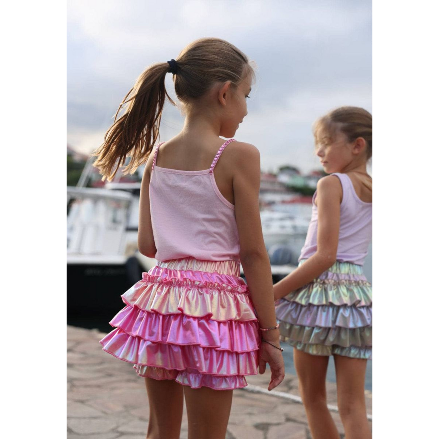 Hologram ruffle skort