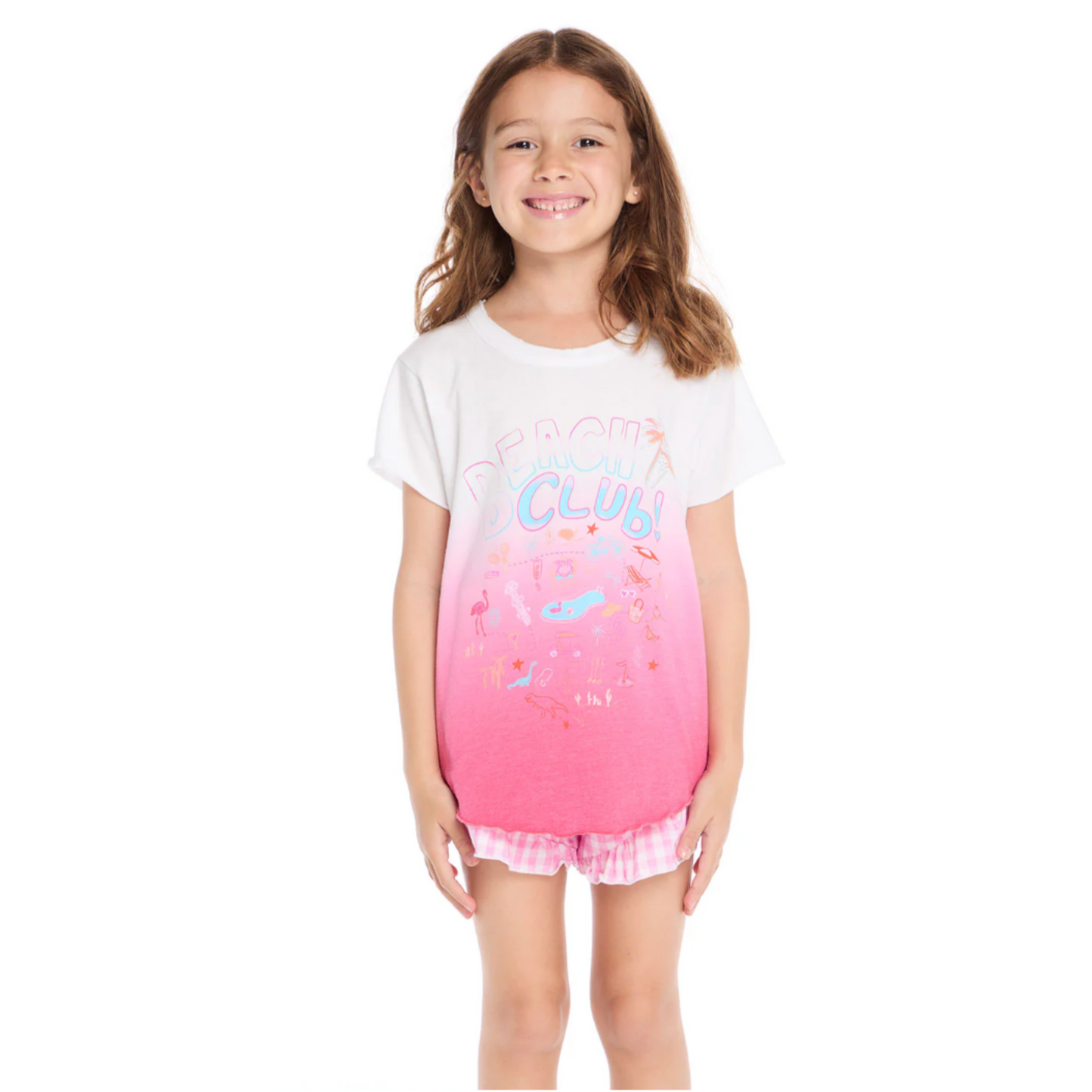 Beach club s/s shirt tail tee - pink tie dye