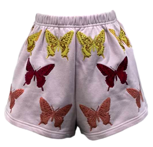 Pink multi butterfly shorts