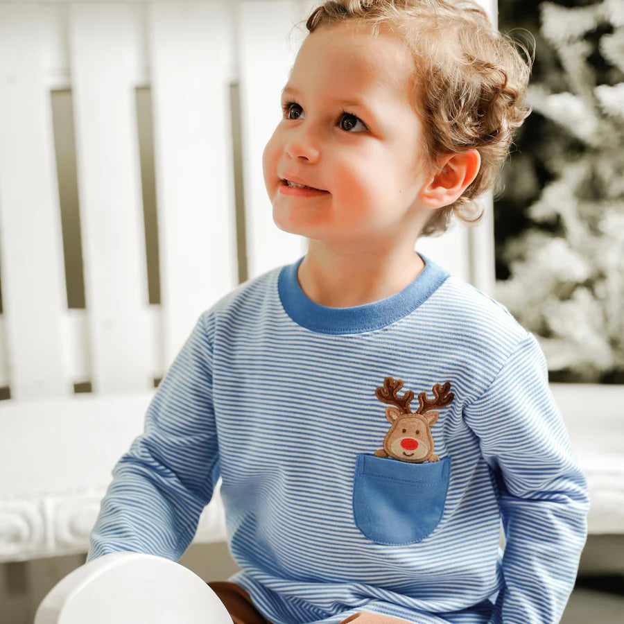 Reindeer Jacob's play tee - periwinkle bitty
