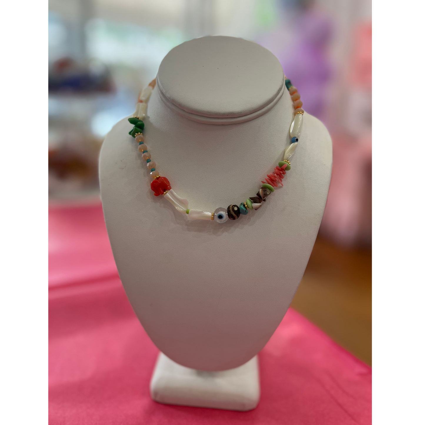 Pink beaded necklace