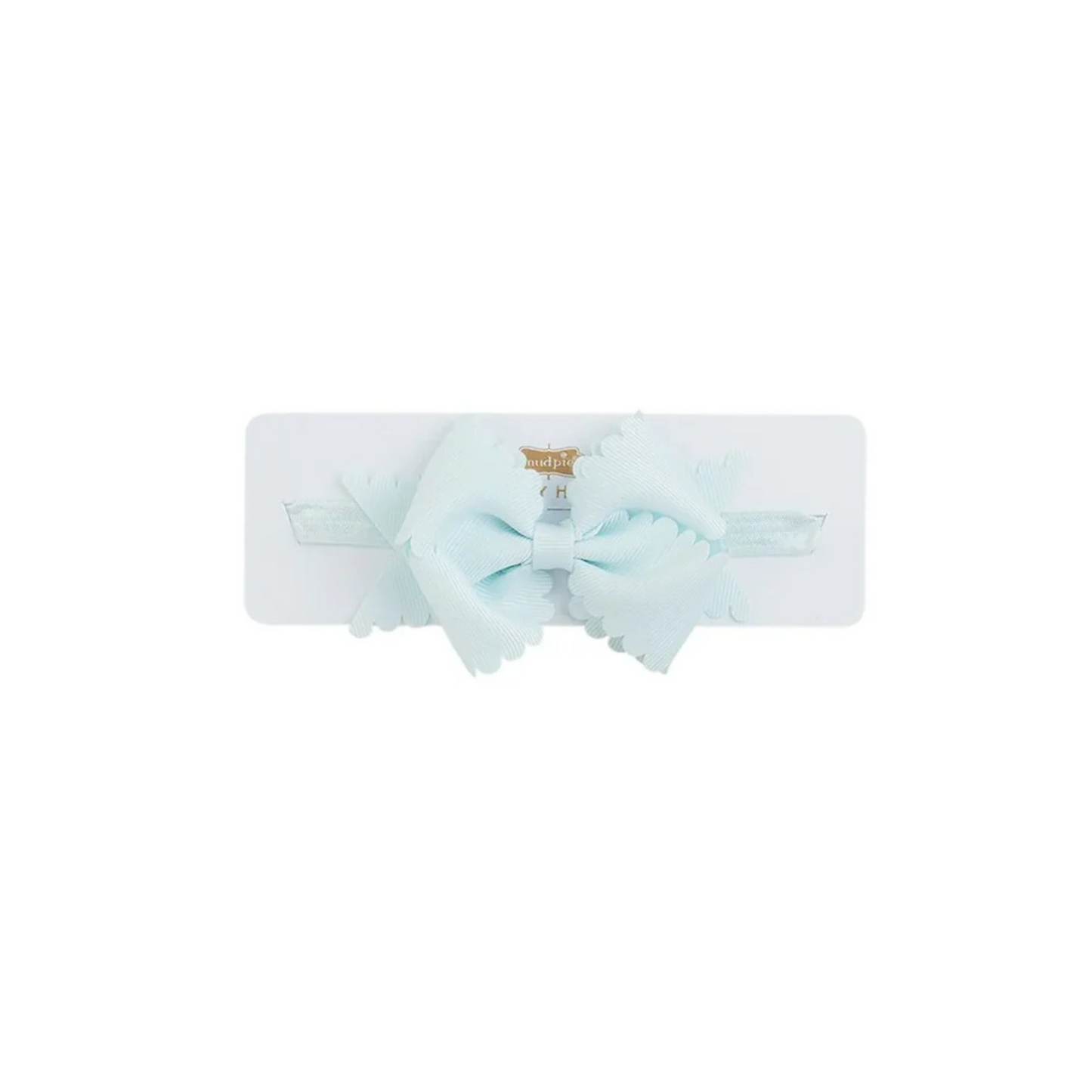 Scallop bow headband - light blue