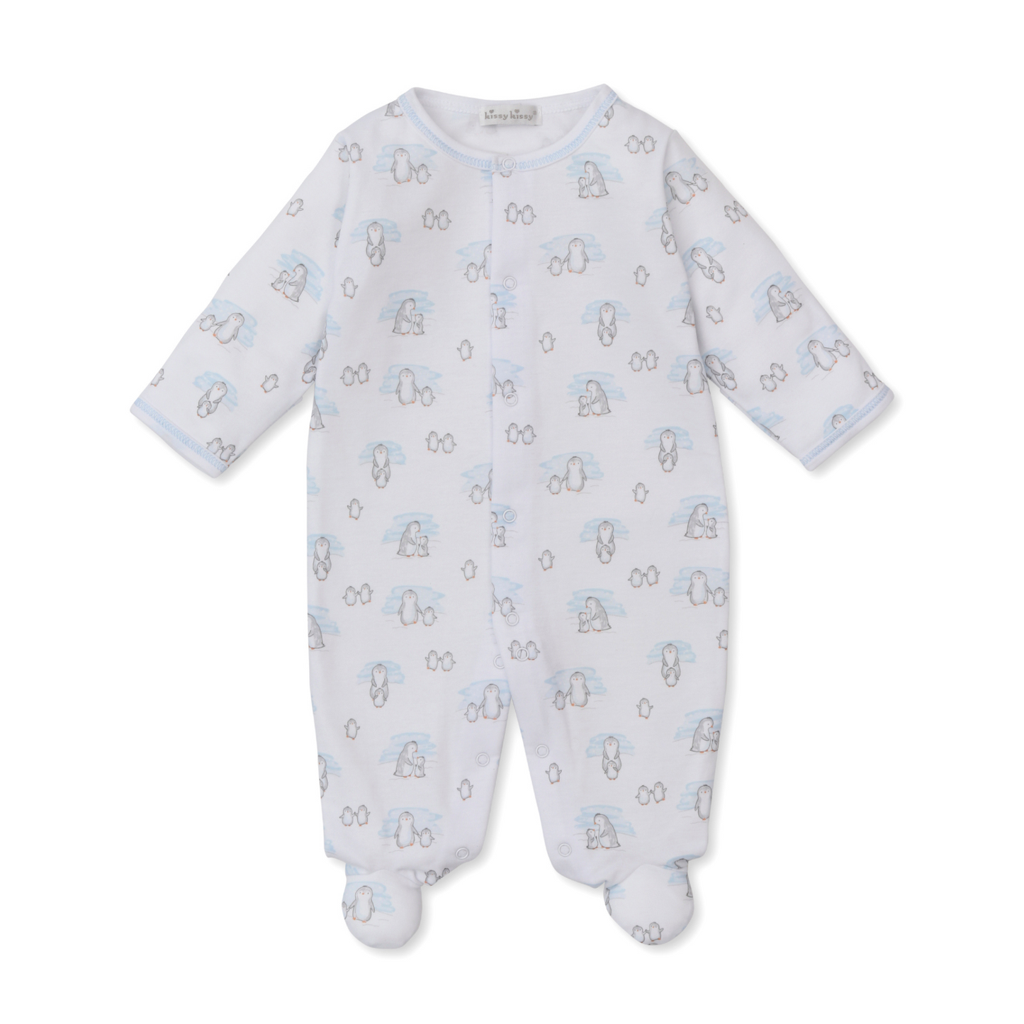 Snow happy penguins footie - blue