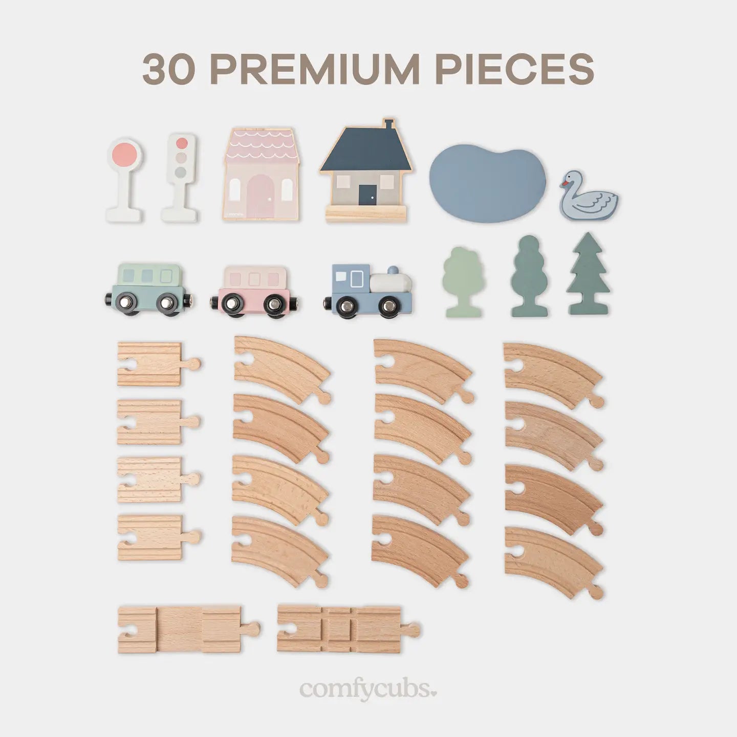 30pc wooden train set