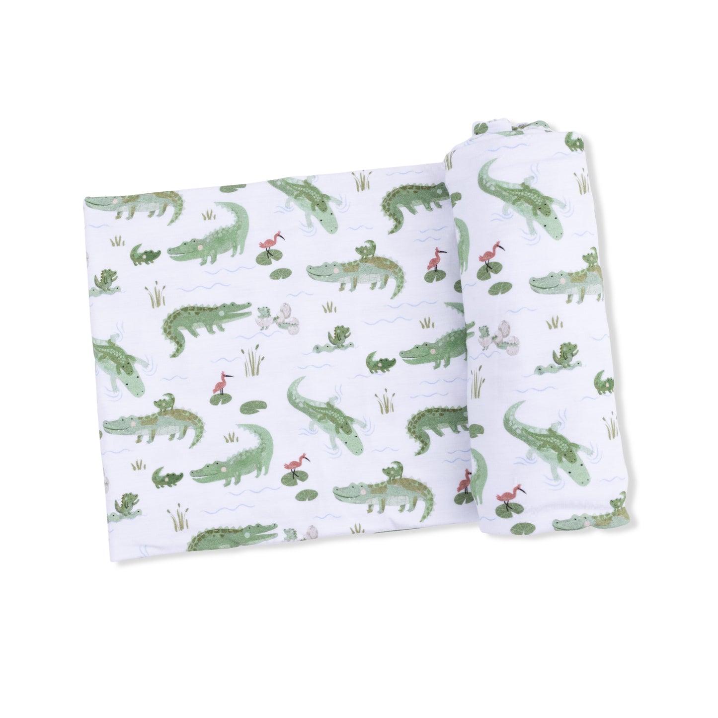 Crayon alligators swaddle blanket