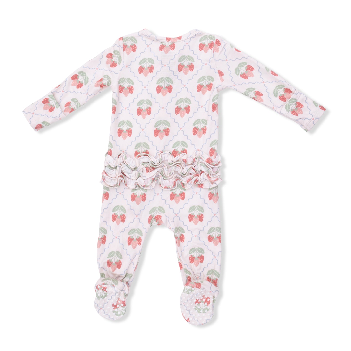 Sweet strawberries 2 way ruffle zipper footie
