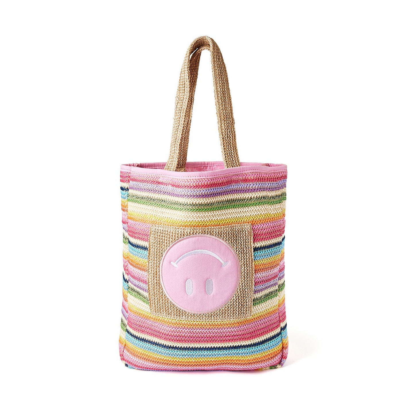 Bring on the fun smiley woven tote