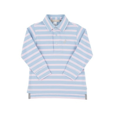 Prim and proper l/s polo - beale st blue/pbpink/white/gray