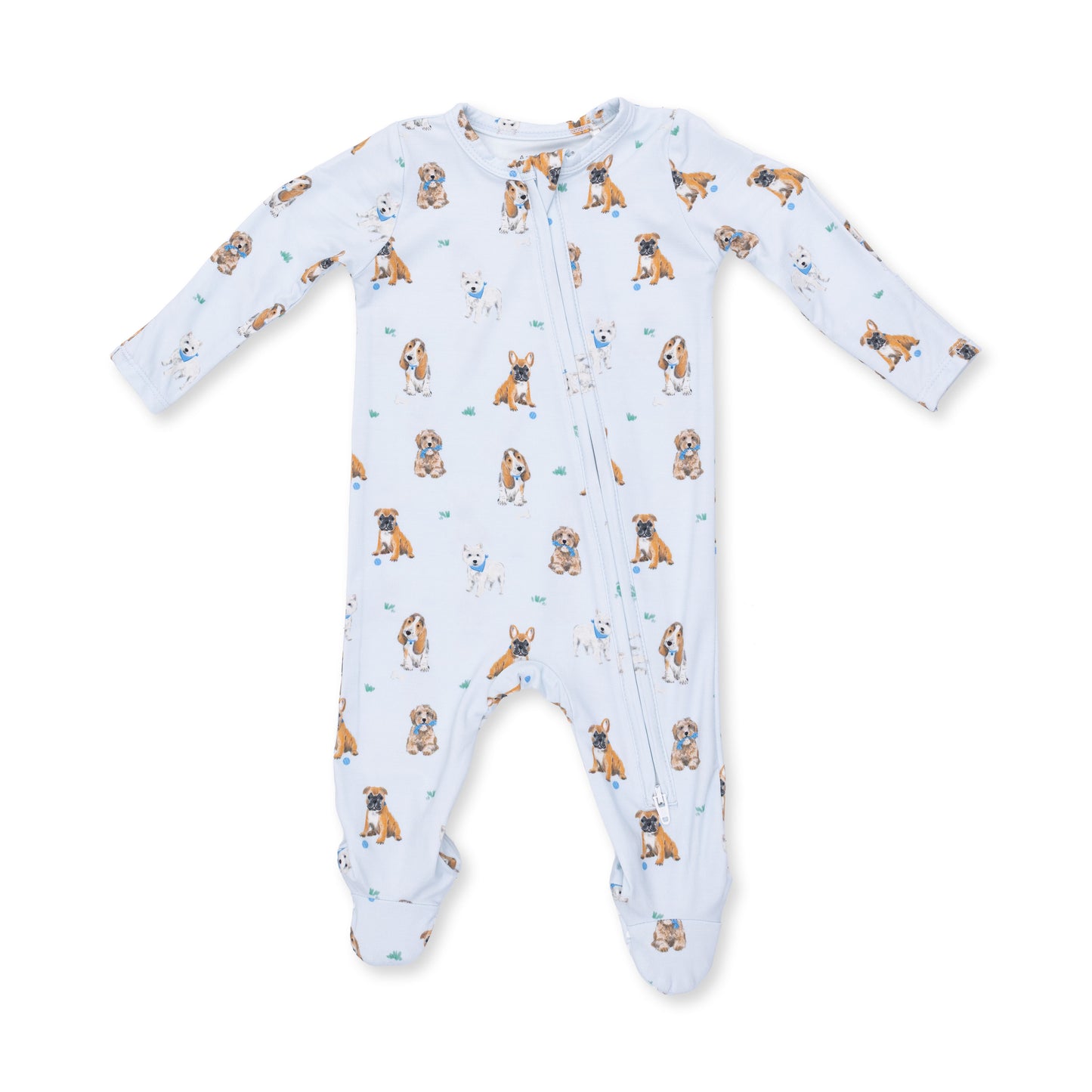 Bestie dogs 2way zipper footie - blue