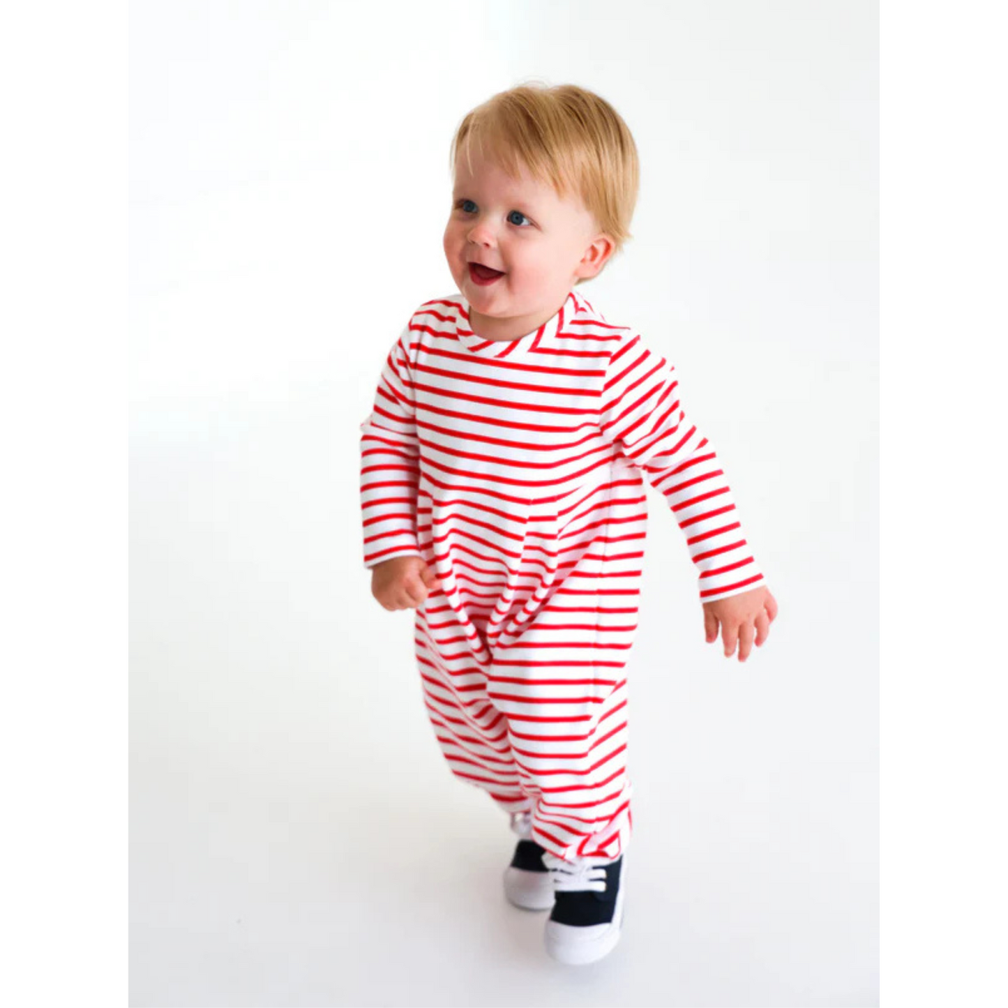 L/s bradford romper - richmond red stripe