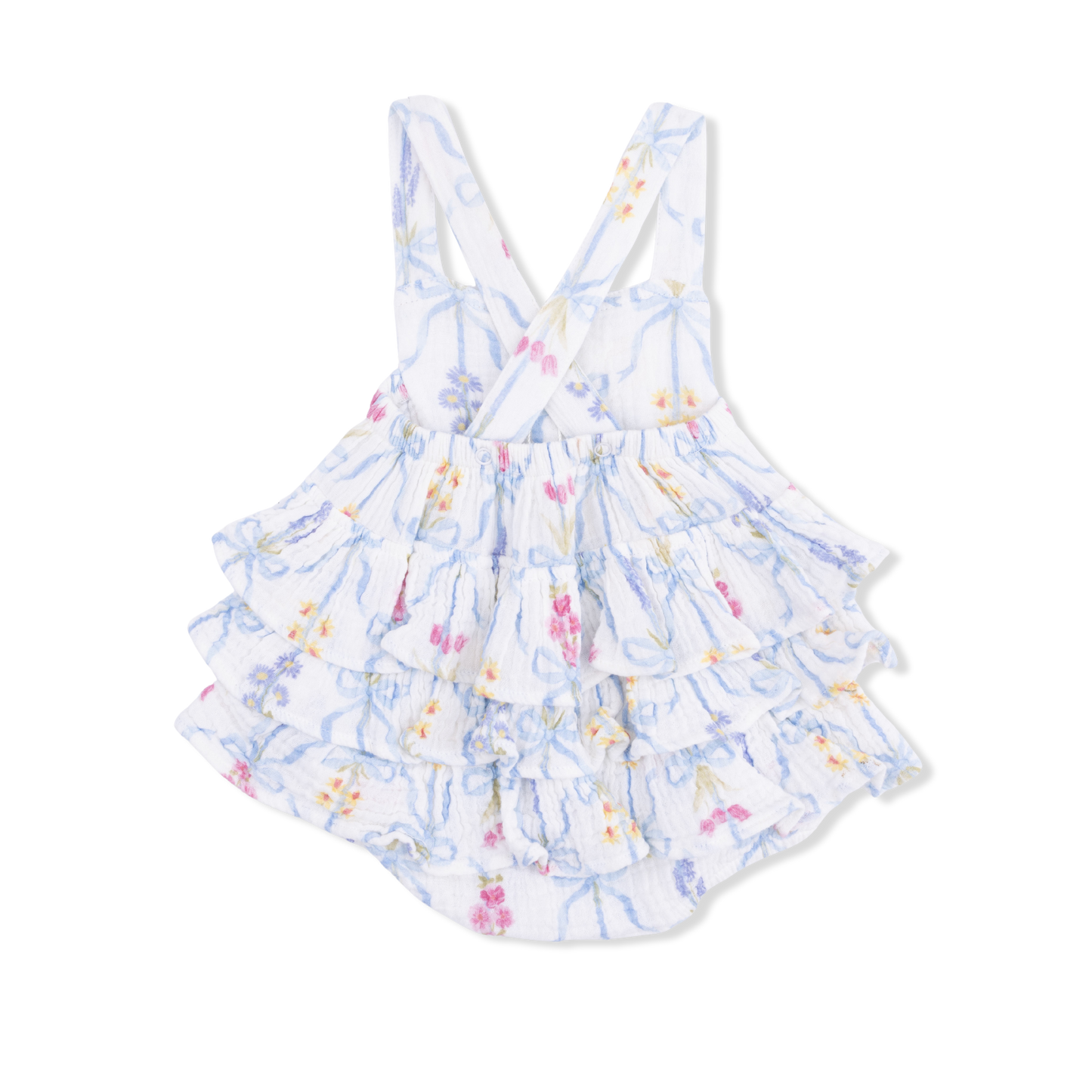 Ribbon bouquets ruffle sunsuit
