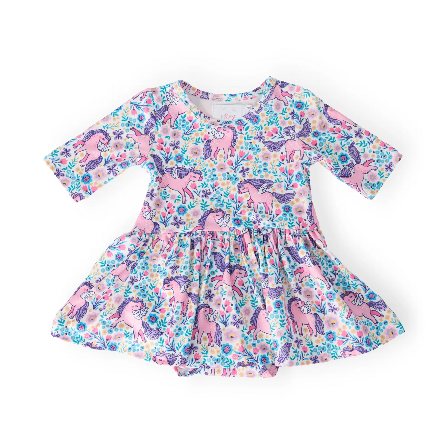 Head in the clouds 3/4 sleeve twirl bodysuit