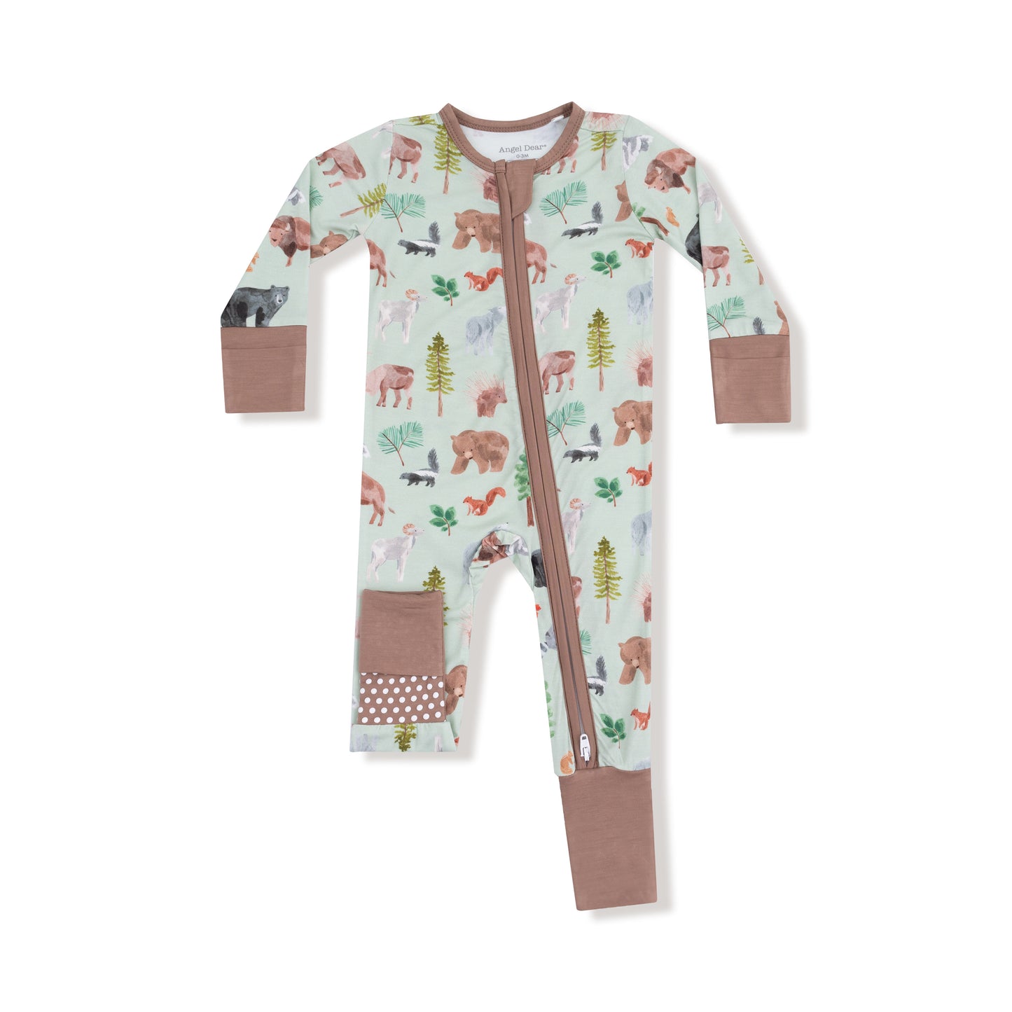 American woodland animals 2way zipper romper