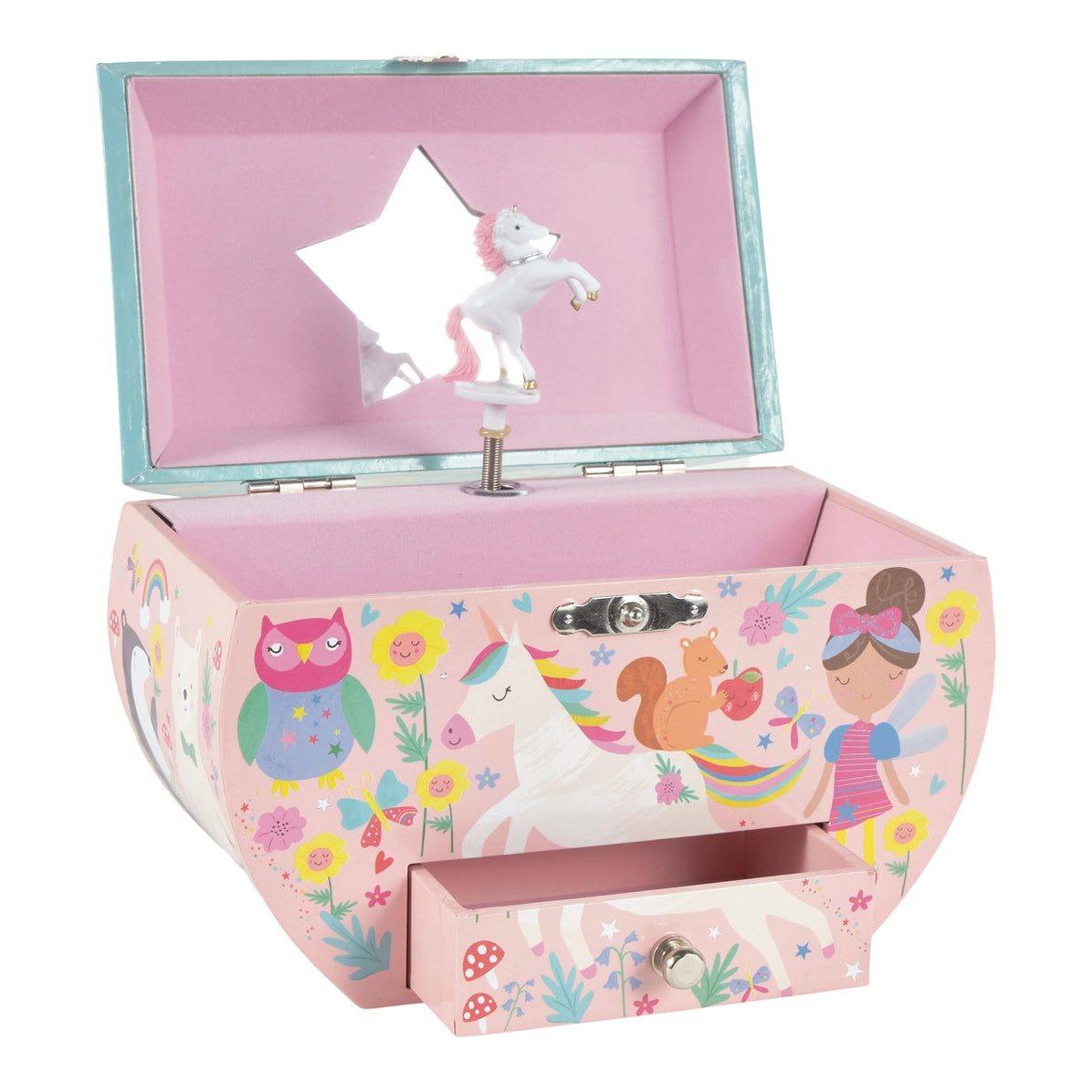 Musical jewelry box oval shape - rainbow fairy