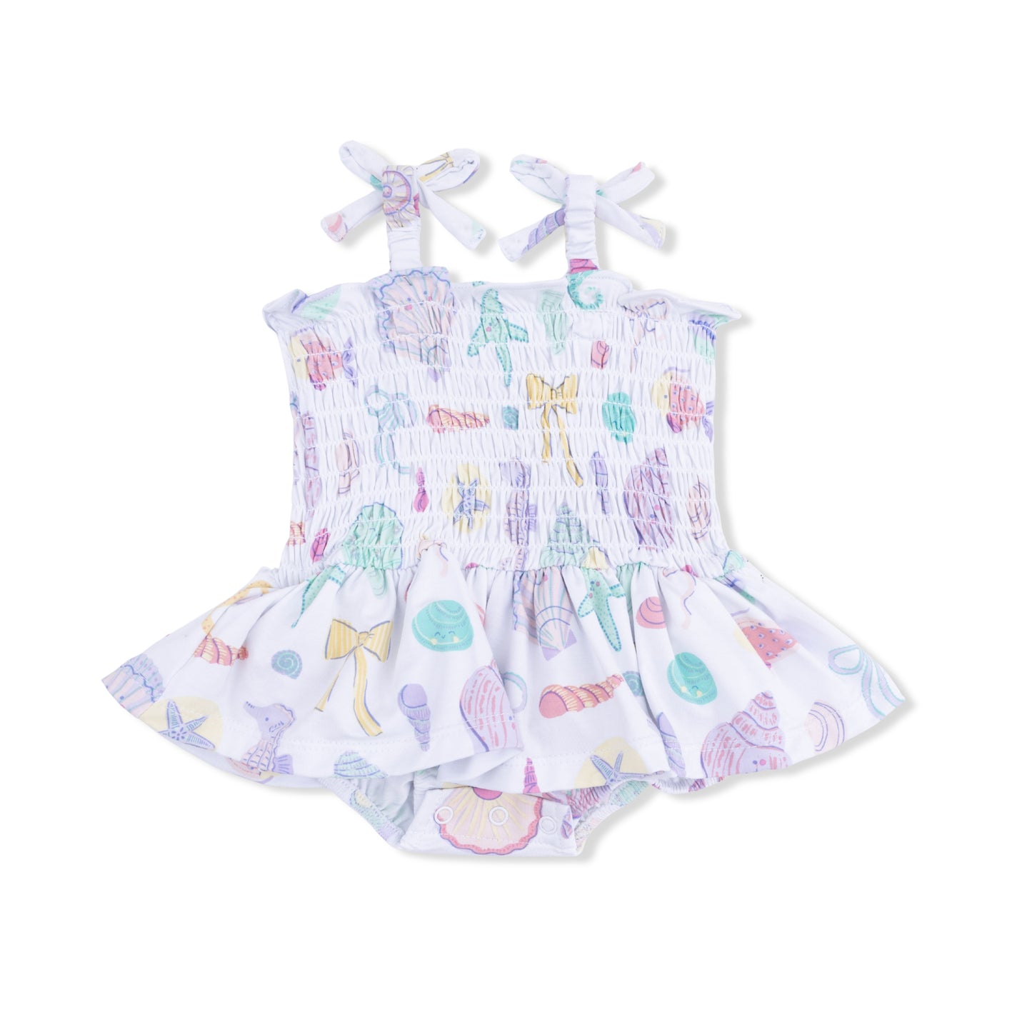 Beach days smocked bubble w. skirt