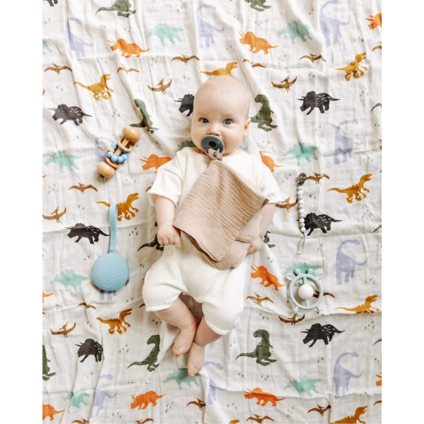 Dinosaur muslin swaddle blanket
