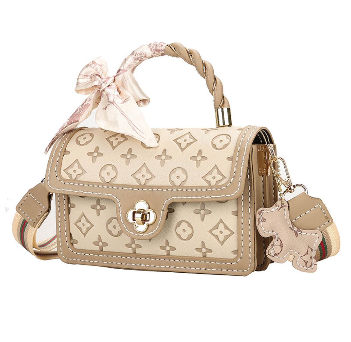 Classy faux leather purse - ivory