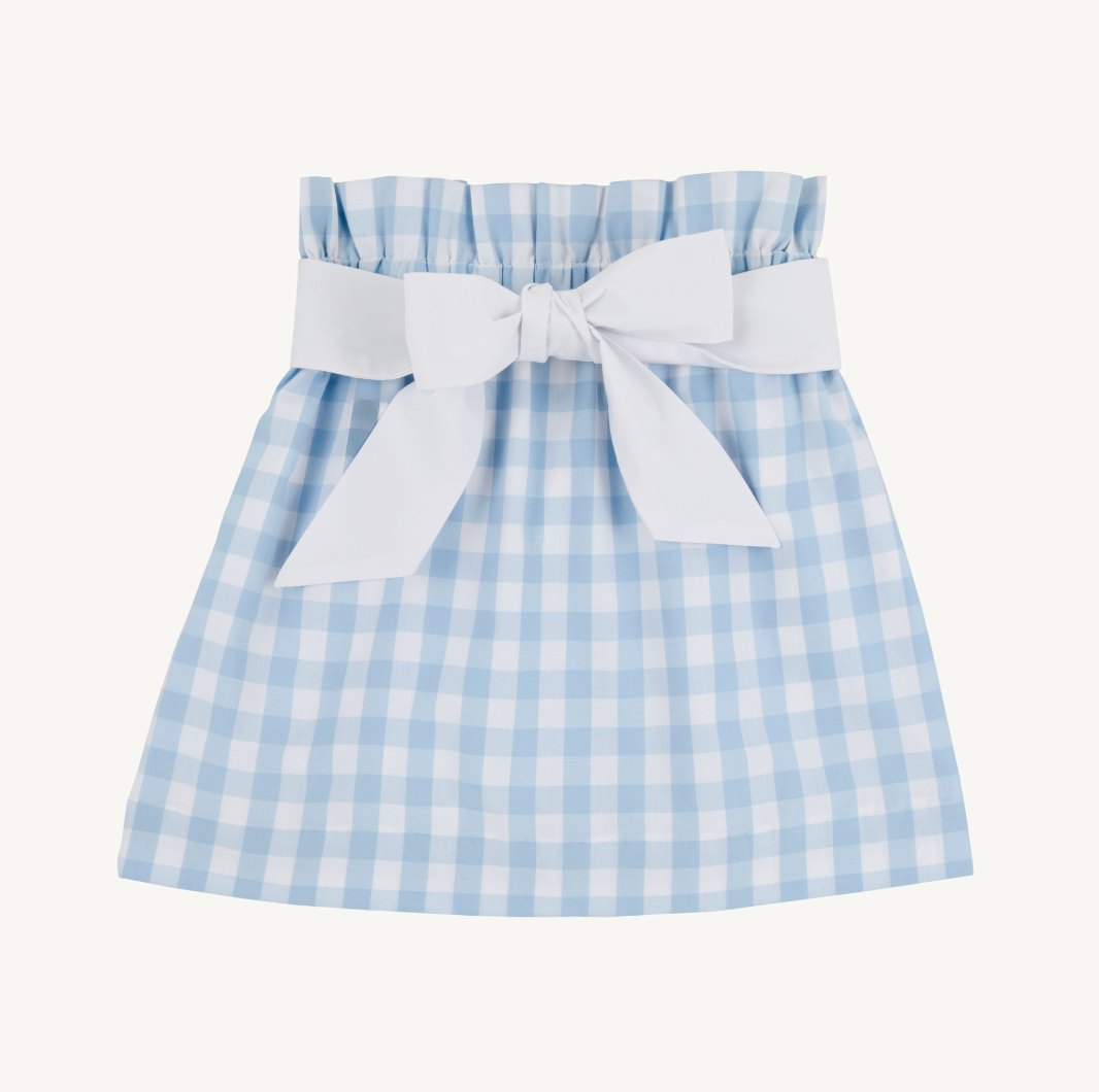 Beasley bow skirt - barrington blue check