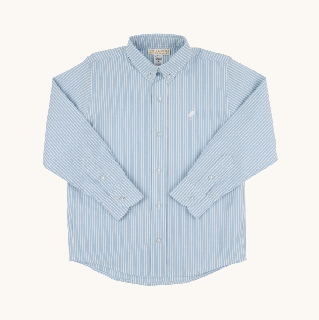 Deans list dress shirt - barrington blue tally ticking stripe
