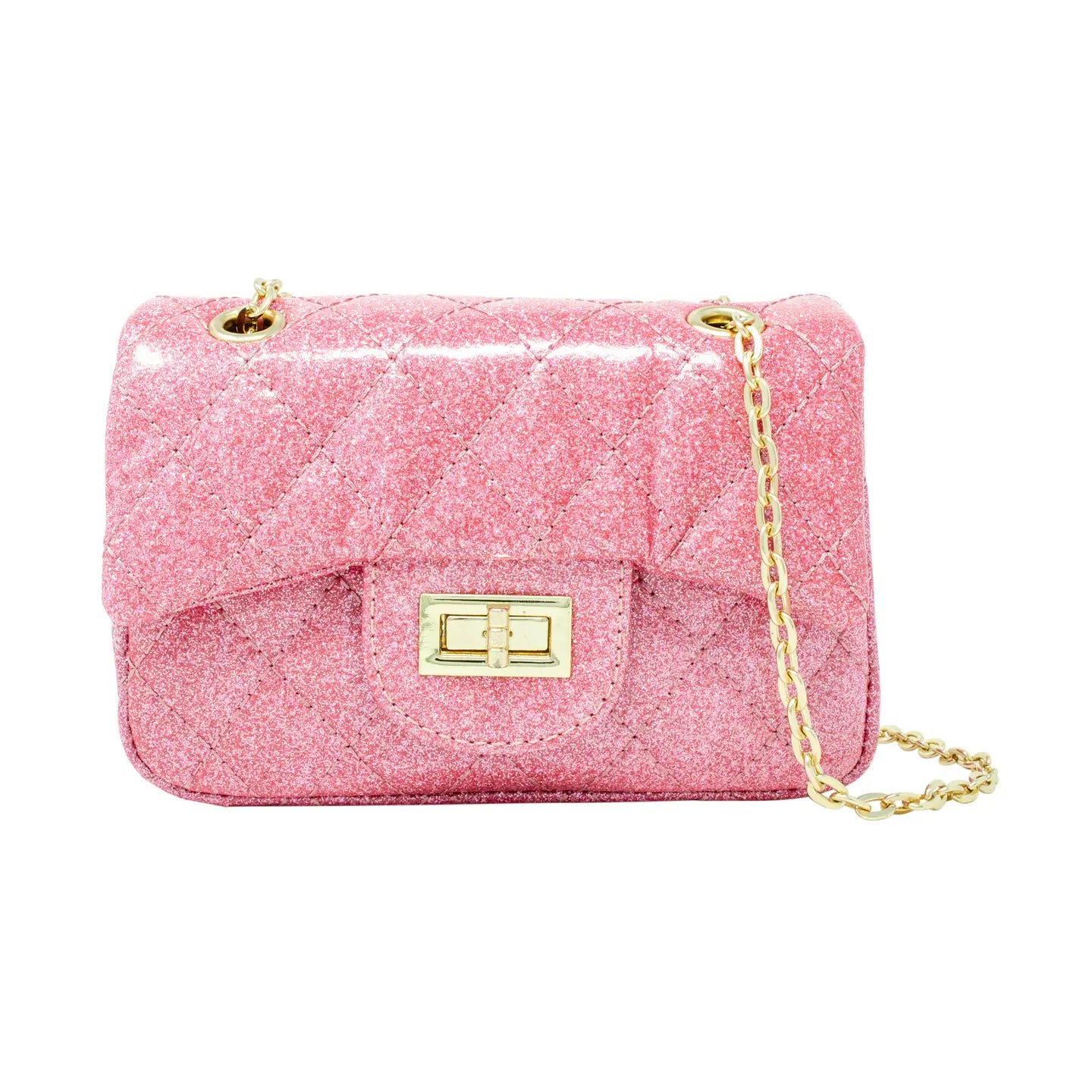Classic quilted sparkle mini bag - pink