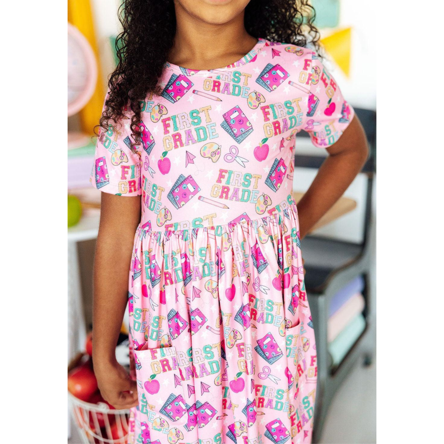 1st grade s/s pocket twirl dress