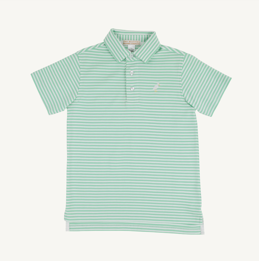 Prim and proper s/s polo - grace bay green stripe
