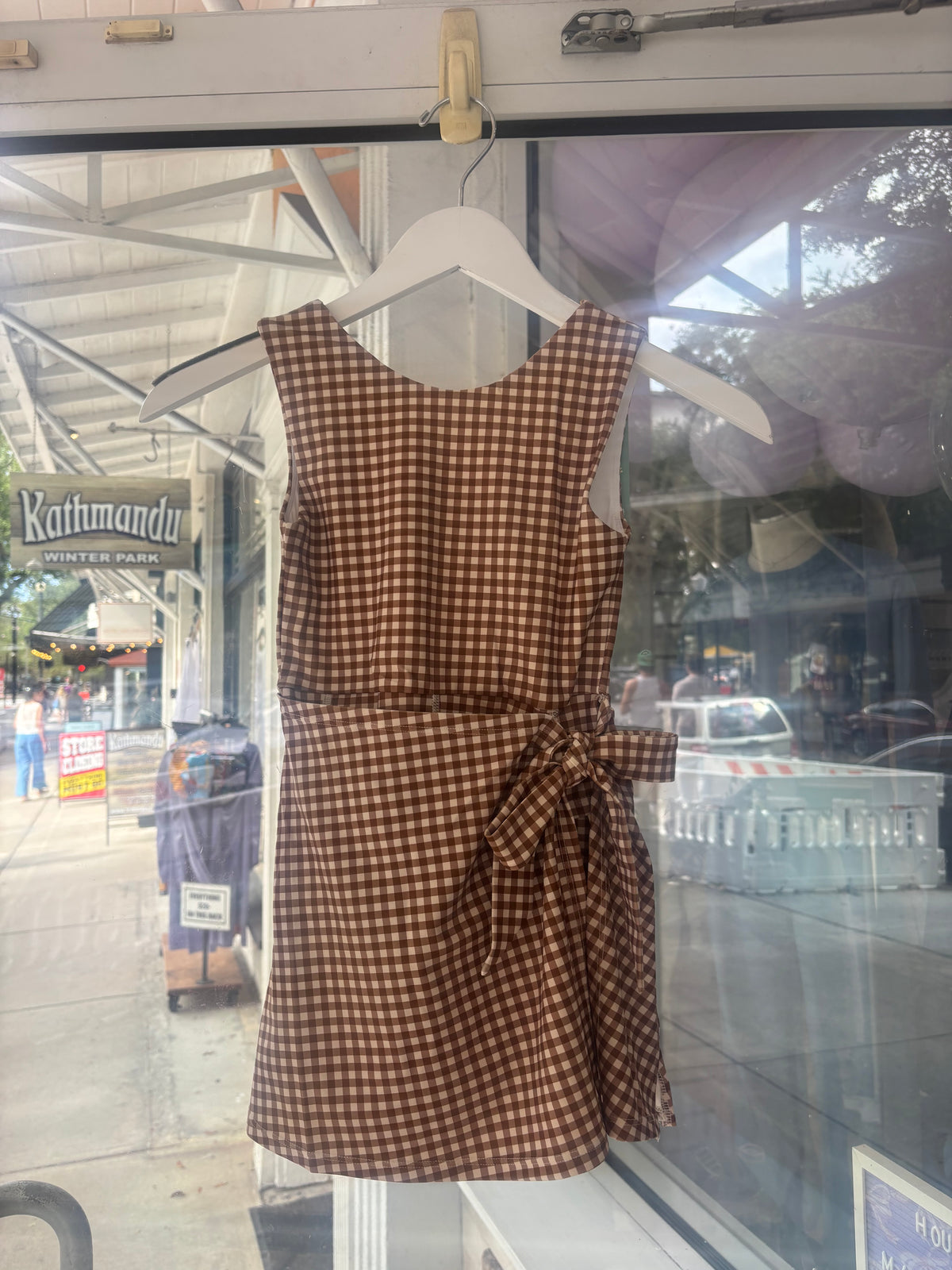 Brown Gingham Athletic Dress