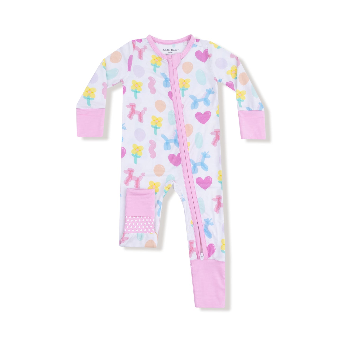 Balloon animals 2 way zipper romper - pink
