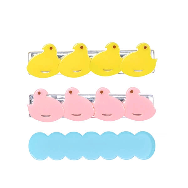 Chicks hair clips - pink & yellow