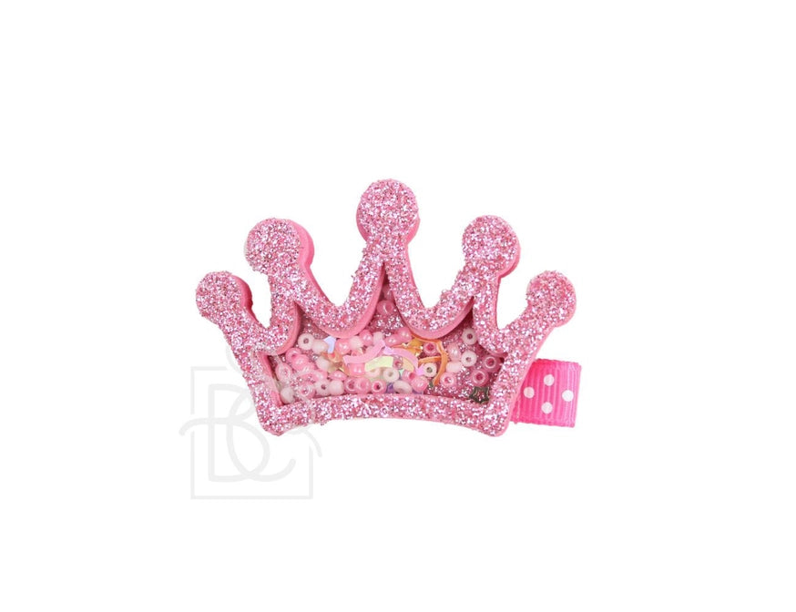 Hot pink glitter crown hair clip