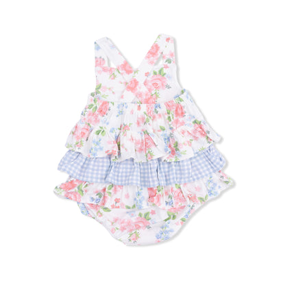 Cute little roses ruffle sunsuit