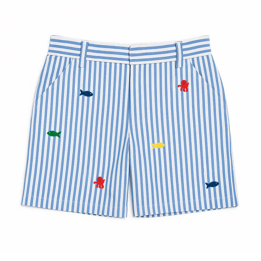 Sea creatures seersucker shorts