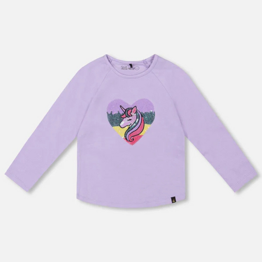 Unicorn heart l/s tshirt - lavender