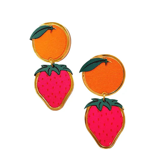 Bohemian Gemme Orange & Strawberry Dangle Earrings