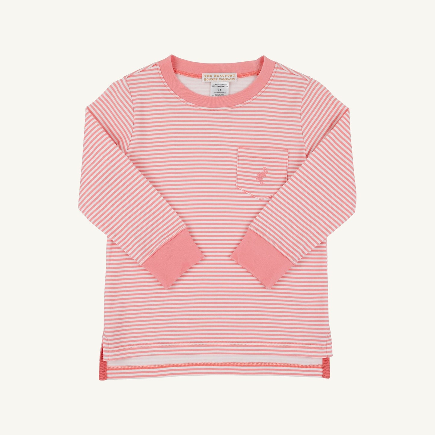Carter l/s crewneck - parrot cay coral stripe