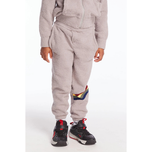 Striped fleece pants - grey