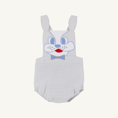 Sayre sunsuit - dog face/grantley gray mini gingham